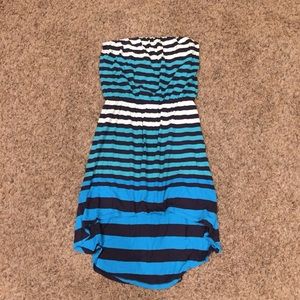 Express Striped Strapless High Low Dress
